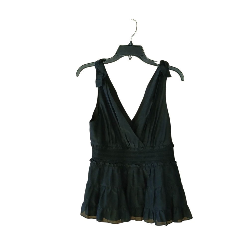 Cinq A Sept Black Tamar V Neck Silk Blend Tank Top Medium